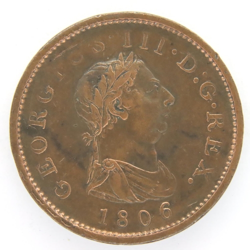 3059 - 1806 copper penny of George III, Soho Mint. P&P Group 1 (£14+VAT for the first lot and £1+VAT for su... 