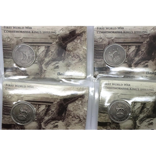 3089 - Four silver proof WWI Commemorative shillings of George V. P&P Group 1 (£14+VAT for the first lot an... 