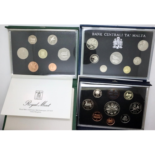 3096 - Three proof coin sets; Falkland 1987, Malta 1986 and Guernsey 1986. P&P Group 1 (£14+VAT for the fir... 