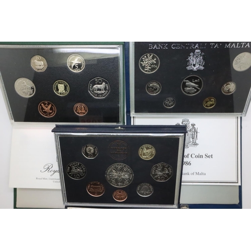 3096 - Three proof coin sets; Falkland 1987, Malta 1986 and Guernsey 1986. P&P Group 1 (£14+VAT for the fir... 