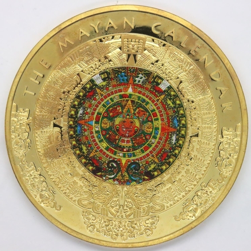 3097 - Large gold plated Mayan Calendar token. P&P Group 1 (£14+VAT for the first lot and £1+VAT for subseq... 