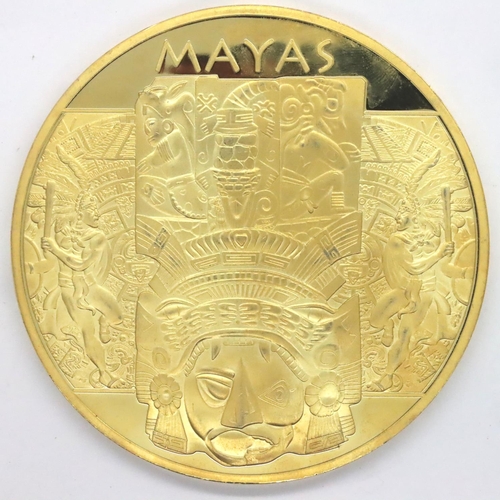 3097 - Large gold plated Mayan Calendar token. P&P Group 1 (£14+VAT for the first lot and £1+VAT for subseq... 