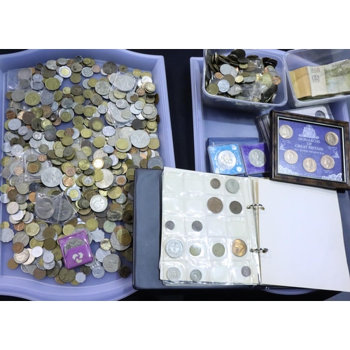 3101 - Part filled album of World coins, with mixed UK commemoratives and a large quantity of World coins. ... 