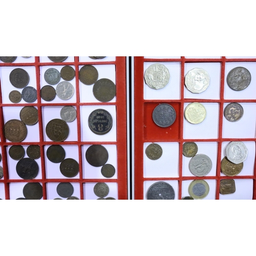 3105 - Mixed 20th century world coins in two collectors trays. P&P Group 3 (£25+VAT for the first lot and £... 