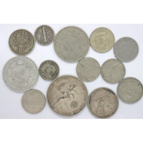 3107 - Mixed silver world coins (13). P&P Group 1 (£14+VAT for the first lot and £1+VAT for subsequent lots... 