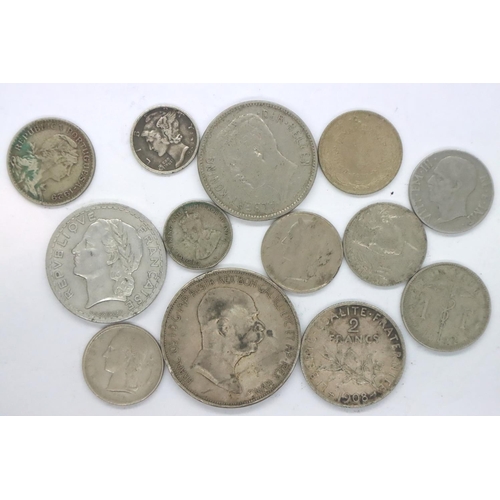 3107 - Mixed silver world coins (13). P&P Group 1 (£14+VAT for the first lot and £1+VAT for subsequent lots... 