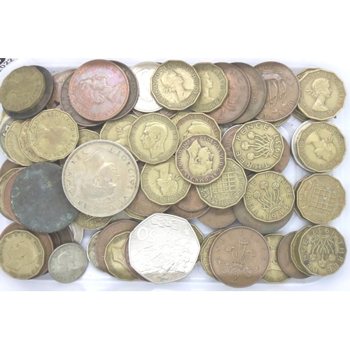 3115 - A small collection of mixed UK coins, most pre-decimal of George VI. P&P Group 2 (£18+VAT for the fi... 