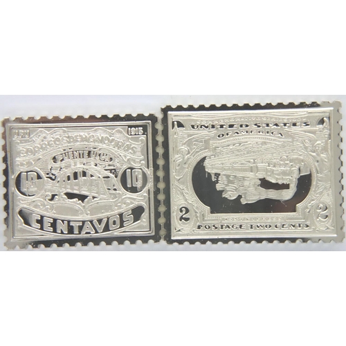 3121 - Two 925 silver ingots from the Franklin Mint 100 Greatest Stamp Collection, combined 18.2g. P&P Grou... 