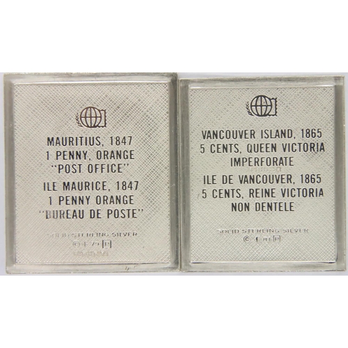 3122 - Two 925 silver ingots from the Franklin Mint 100 Greatest Stamp Collection, combined 18.5g. P&P Grou... 