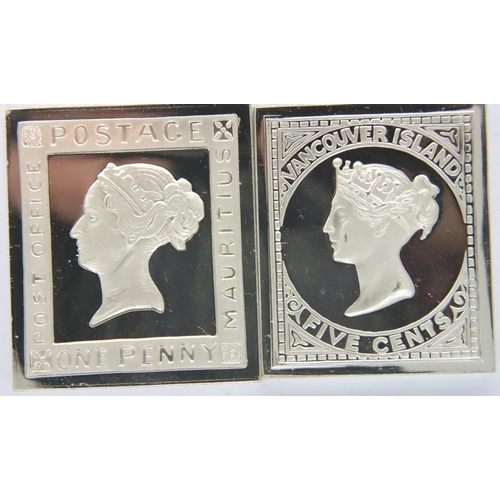 3122 - Two 925 silver ingots from the Franklin Mint 100 Greatest Stamp Collection, combined 18.5g. P&P Grou... 