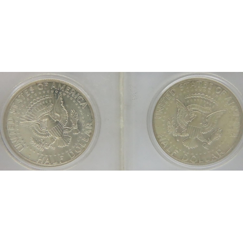 3125 - Two American 1964 Kennedy half dollars, each encapsulated. P&P Group 1 (£14+VAT for the first lot an... 