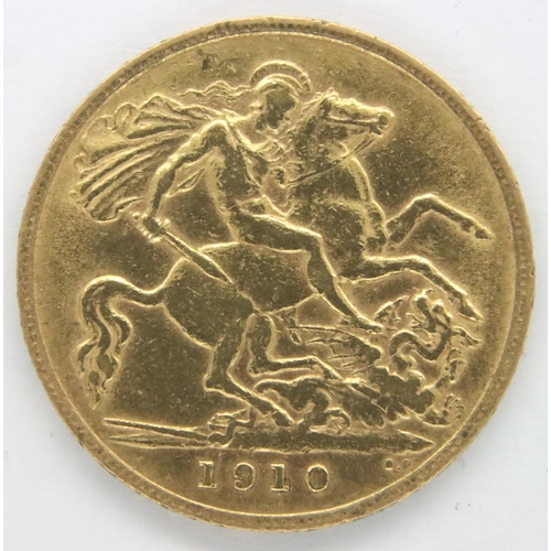 3130 - 1910 Half Sovereign of Edward VII. P&P Group 1 (£14+VAT for the first lot and £1+VAT for subsequent ... 