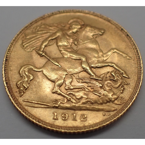 3137 - 1912 half sovereign of George V. P&P Group 1 (£14+VAT for the first lot and £1+VAT for subsequent lo... 