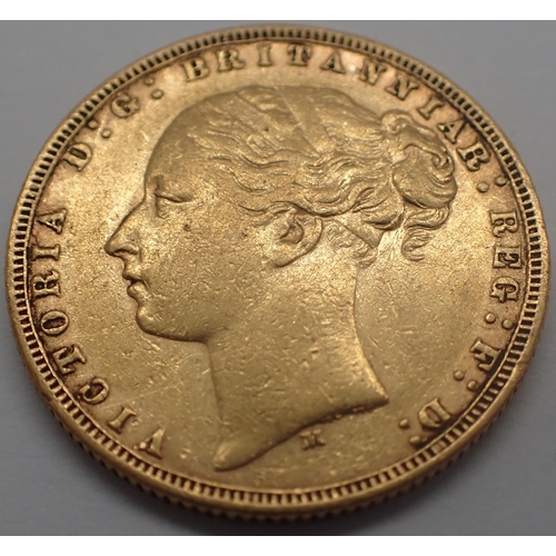 3139 - 1874 sovereign of Queen Victoria, bun head. Melbourne Mint? P&P Group 1 (£14+VAT for the first lot a... 