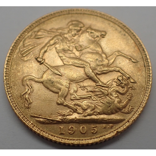 3141 - 1905 sovereign of Edward VII. P&P Group 1 (£14+VAT for the first lot and £1+VAT for subsequent lots)