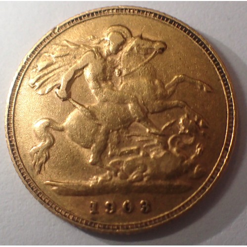 3131 - 1903 Half Sovereign of Edward VII. P&P Group 1 (£14+VAT for the first lot and £1+VAT for subsequent ... 