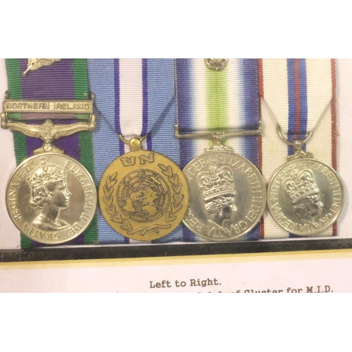 2225 - James Craig, 2nd Battalion Scots Guards Tumbledown, framed medal group with no.2 Para General Servic... 