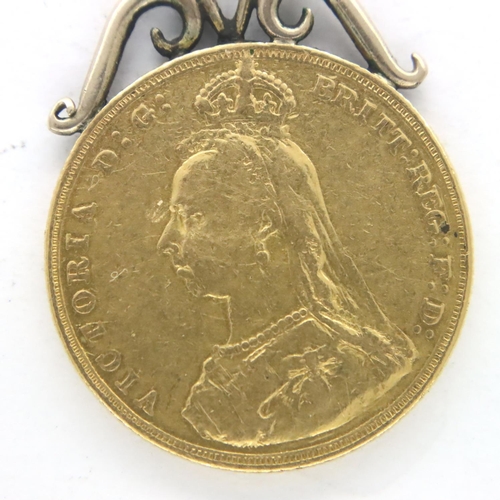 3143 - Victorian 1887 full sovereign with soldered mount, 8.4g. P&P Group 1 (£14+VAT for the first lot and ... 