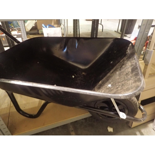 1604 - Black metal wheelbarrow. Not available for in-house P&P, contact Paul O'Hea at Mailboxes on 01925 65... 