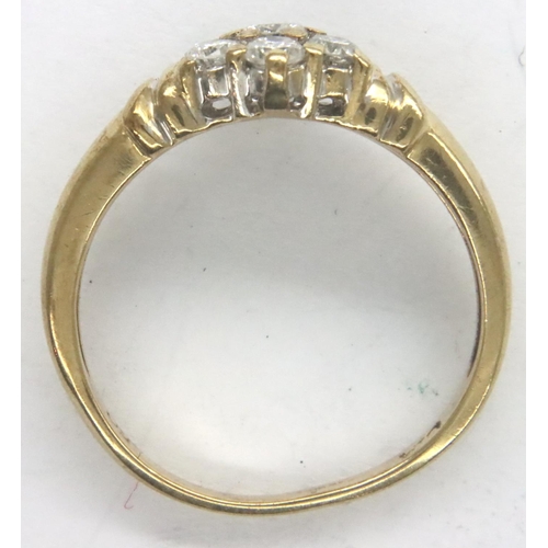 34 - 9ct gold and 0.5ct diamond cluster ring, size M/N, 2.7g. P&P Group 1 (£14+VAT for the first lot and ... 