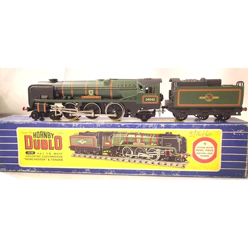 2192 - Hornby Dublo 3235 West Country Class, Dorchester 34042, Green Late Crest, with instructions, paperwo... 