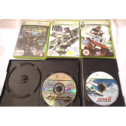 2210 - Five Xbox 360 cased games to include Bioshock, Kane & Lynch dead men, Splinter Cell Conviction, Need... 