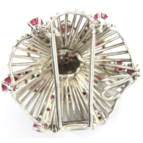 46 - Platinum ruby and diamond pendant brooch, L: 31 mm, 14.6g. P&P Group 1 (£14+VAT for the first lot an... 