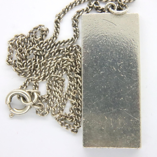 84 - Hallmarked silver ingot on a stainless steel neck chain, ingot L: 40 mm, combined 31g. P&P Group 1 (... 