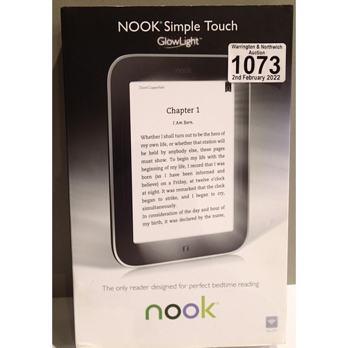 1073 - Nook E-Reader, boxed. P&P Group 1 (£14+VAT for the first lot and £1+VAT for subsequent lots)