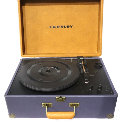 373 - Crosley Keepsake Portable USB turntable, large briefcase style, wood with leatherette covering, boxe... 