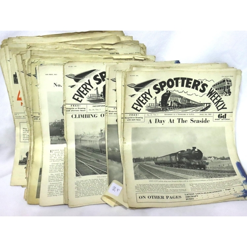 379 - Every Spotters Weekly train and bus magazines, volumes 1 & 2, 1953-1954 (approximately 70). P&P Grou... 