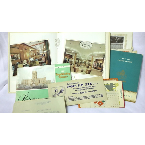 394 - Collection of mid 20th century Cunard White Star Line related ephemera from RMS Queen Mary. P&P Grou... 