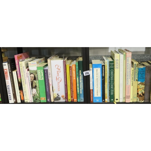 396 - Two shelves of food drink and cookery books including River Cottage books. Not available for in-hous... 