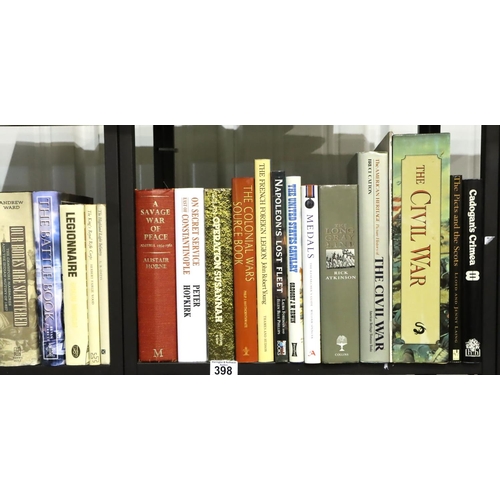 398 - Two shelves of Military related books. Not available for in-house P&P, contact Paul O'Hea at Mailbox... 