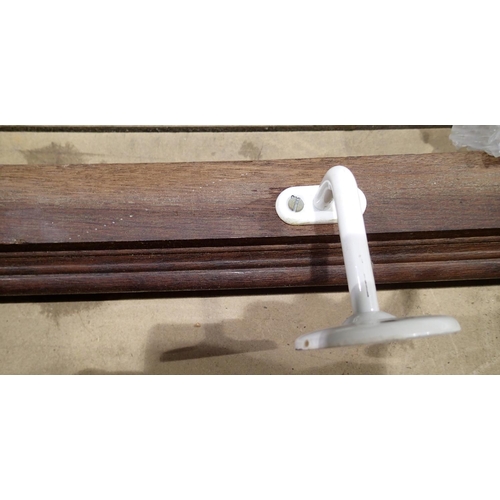 1675 - Three metre dark wood bannister hand rail with fixing. Not available for in-house P&P, contact Paul ... 