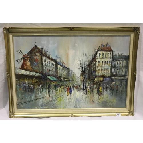 3001 - H Duchamp (1887-1968); large oil on canvas of Parisian street scene, 60 x 90 cm. Not available for i... 