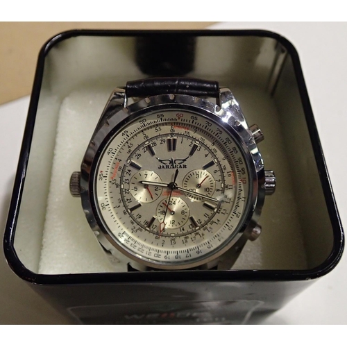 1085 - Jaragar; gents automatic wristwatch with multidial and sweeping second hand, working at lotting. P&P... 