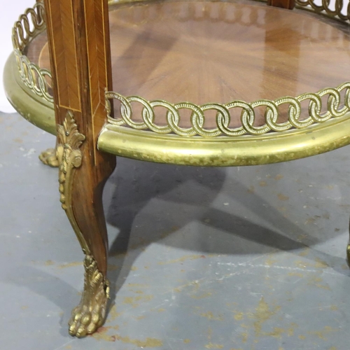 3077 - Early 20th century French inlaid kingwood centre table with single drawer lacquered brass mounts and... 