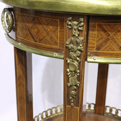 3077 - Early 20th century French inlaid kingwood centre table with single drawer lacquered brass mounts and... 