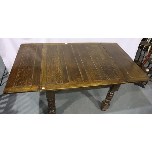 3080 - Early 20th century oak draw leaf dining table raised on four substantial twist supports, 180 x 106 x... 