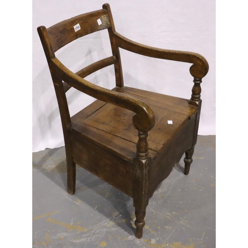 3096 - Early 19th century oak chair form commode with later additions. Not available for in-house P&P, cont... 