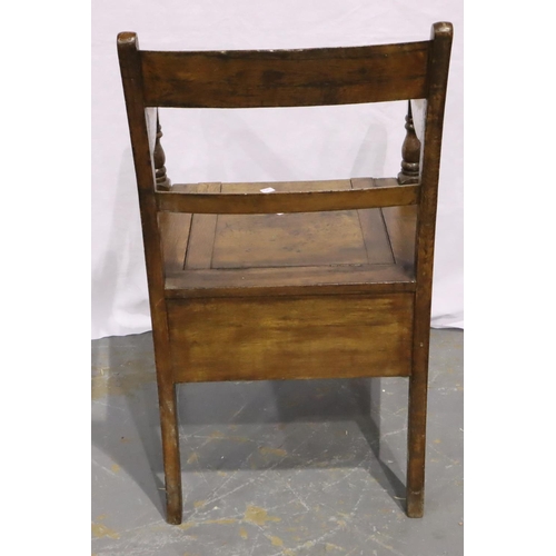 3096 - Early 19th century oak chair form commode with later additions. Not available for in-house P&P, cont... 