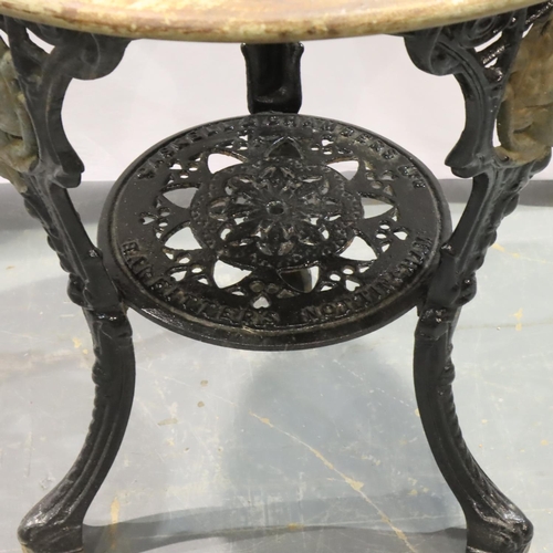 3098 - Early 20th century painted cast iron table base, 60 x 74 cm H.
Condition Report: top needs replacing... 