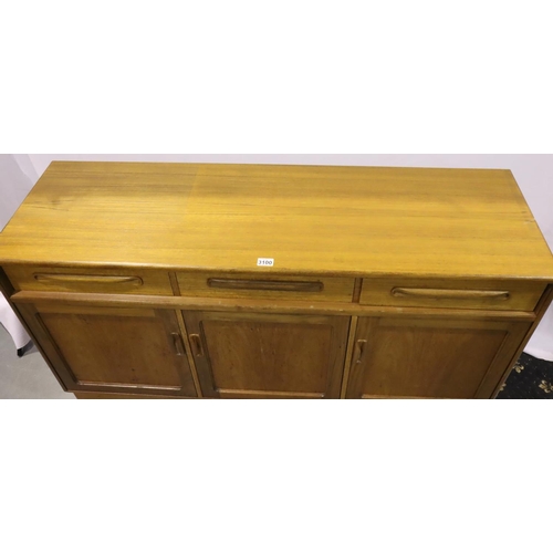 3100 - 1970s G Plan teak sideboard of three cupboard doors and three short drawers, 142 x 45 x 75 cm H. Not... 