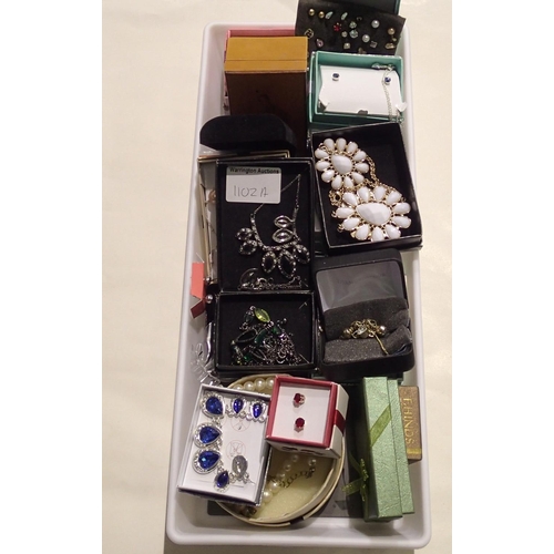 1102A - Collection of mixed boxed costume jewellery. Not available for in-house P&P, contact Paul O'Hea at M... 