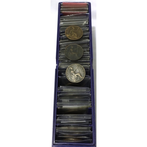 3092 - Approximately one hundred copper denominations of Queen Victoria to Elizabeth II, mostly fair - good... 