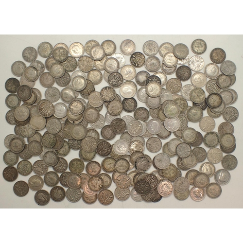 3256 - Approximately two hundred silver sixpences of George V, dates 1921-1936, mixed grades. P&P Group 1 (... 