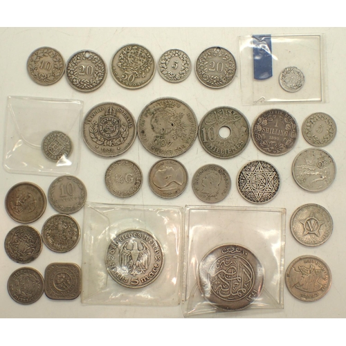 3265 - 19th and 20th century silver denominations of world countries including Switzerland, Brazil, Italy, ... 