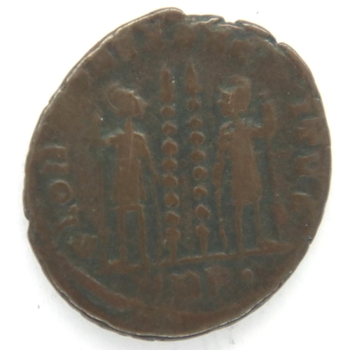 3006 - Roman Constantius Roman Soldiers bronze AE3. P&P Group 1 (£14+VAT for the first lot and £1+VAT for s... 