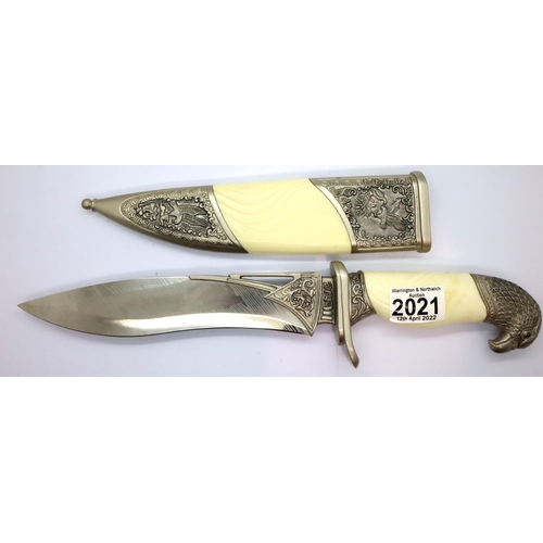 2021 - Large boxed stainless steel hunting knife, blade L: 19 cm. Not available for in-house P&P, contact P... 